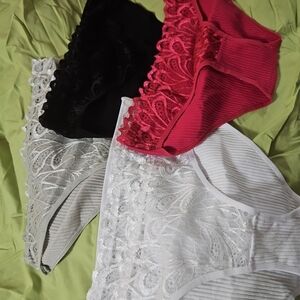 Elegant Lace Panties 5 Pack - Black, Red, 2 White, And Pink